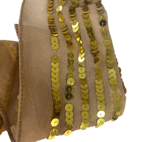 Bijoux Terner Scarf Womens Tan Gold Sequins Lightweight Elegant Accessory New - Picture 2 of 7
